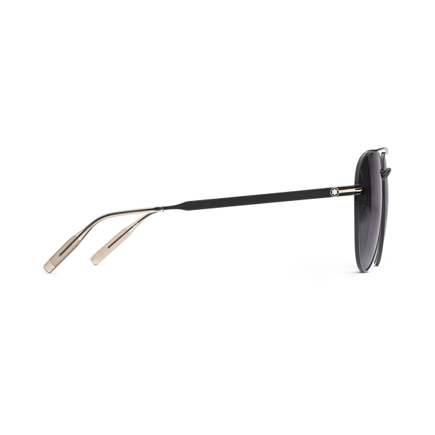 Occhiali da Sole Quadrati con Montatura in Metallo Nero - 4