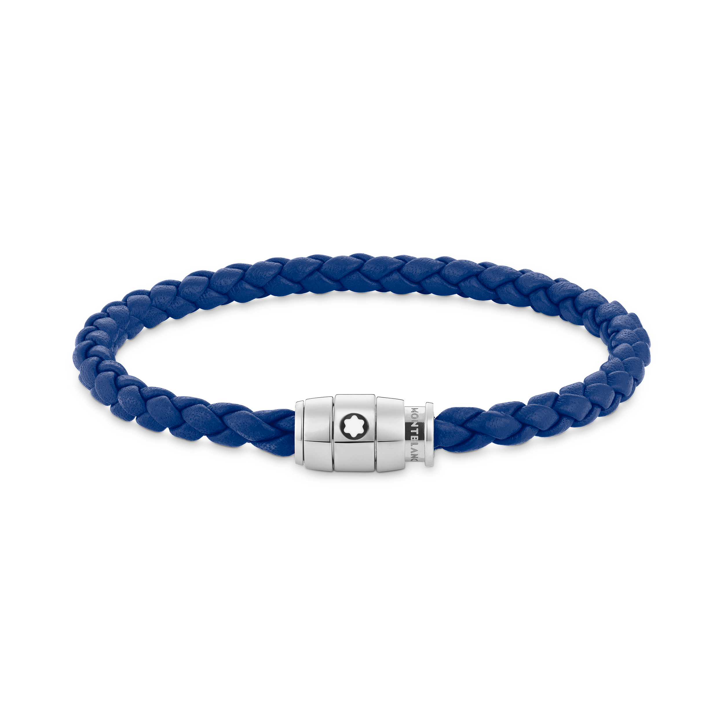 سوار من الجلد باللون الأزرق بقفل من الفولاذ وثلاث حلقات