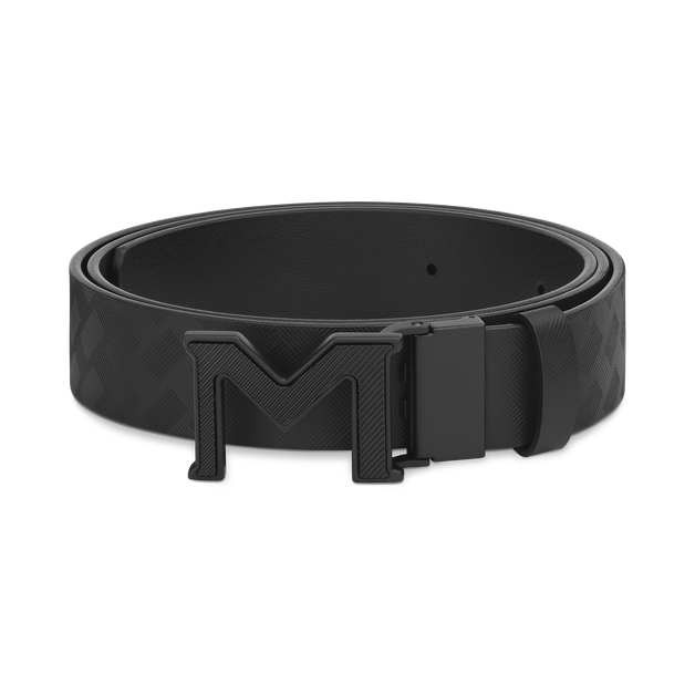 M buckle Extreme 3.0 black/plain black 35 mm reversible leather belt - 1