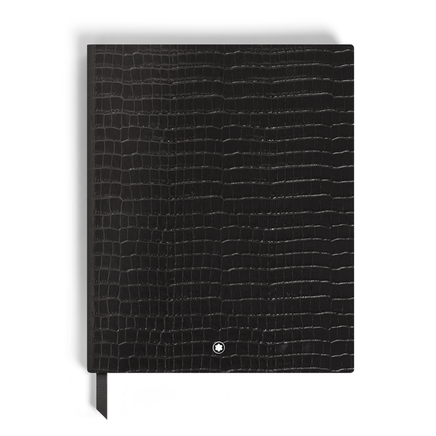 Large Notebook in Croco-Embossed Leather, Lined Pages - 1
