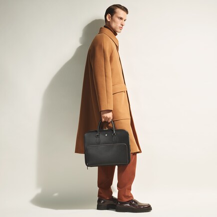 Porte-Documents Moyen Modèle avec Poche en Cuir Sartorial