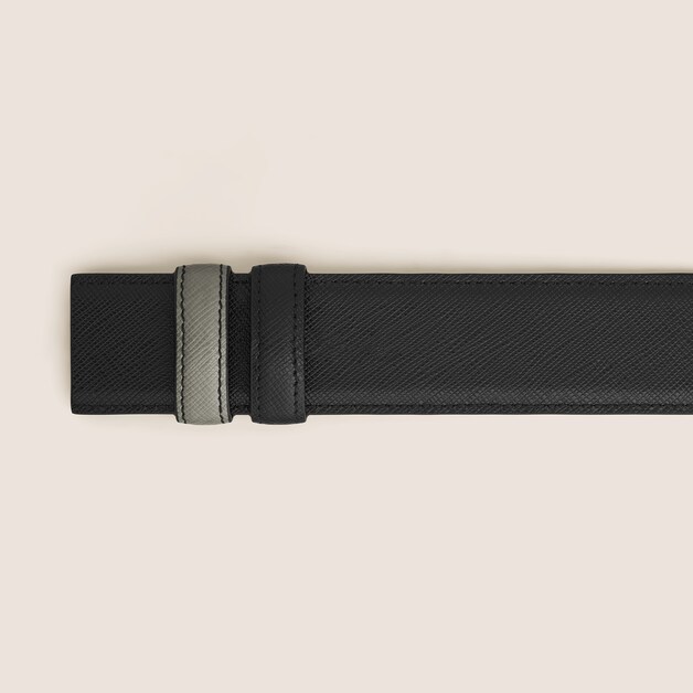 Medium grey/black 35mm reversible leather belt - 2
