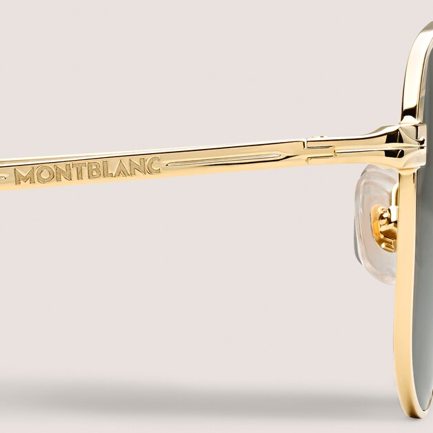 Gafas de sol cuadradas con montura metálica dorada  - 3