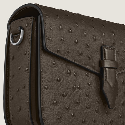 Nib Crossbody Bag in Ostrich-Embossed Leather