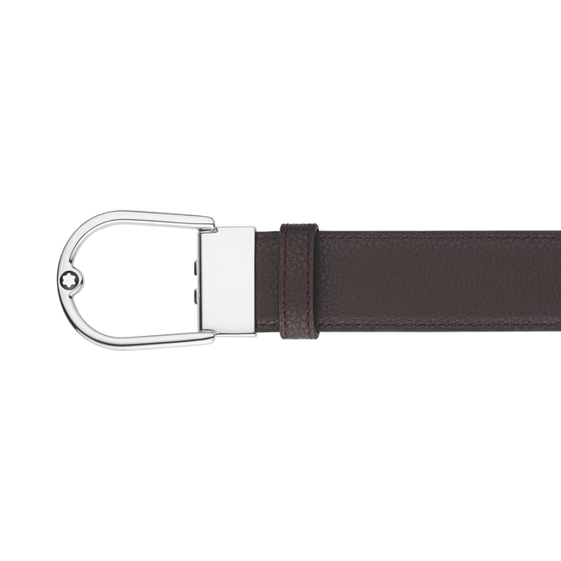 Ceinture réversible à boucle fer à cheval de 35 mm en cuir grainé ébène/noir - 4