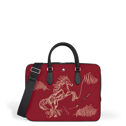 Thin Briefcase Year of the Horse in Embroidered Gabardine