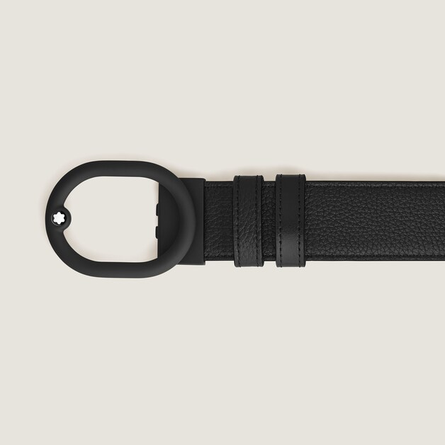 L'Ovale Buckle Black/Black 35&nbsp;mm Reversible Leather Belt - 3