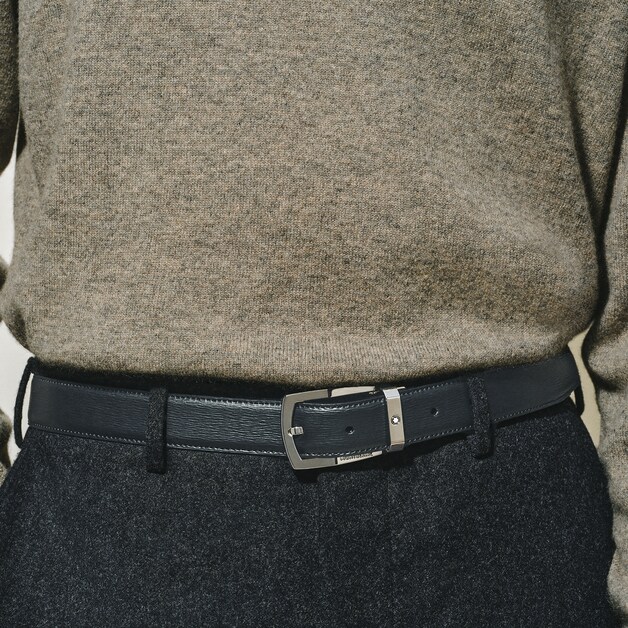 Black 30 mm leather belt - 1