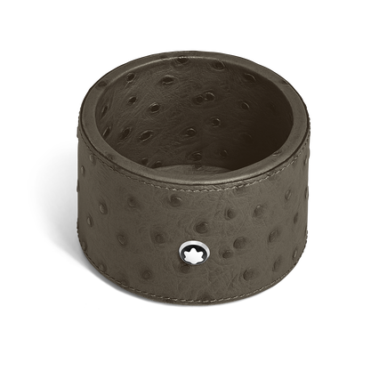 Medium Desk Tray, Ostrich-Embossed Leather, Khaki