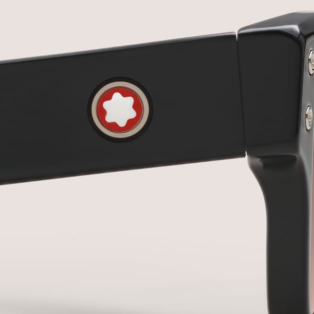 Occhiali da Sole Rettangolari con Montatura in Acetato Nero - 4