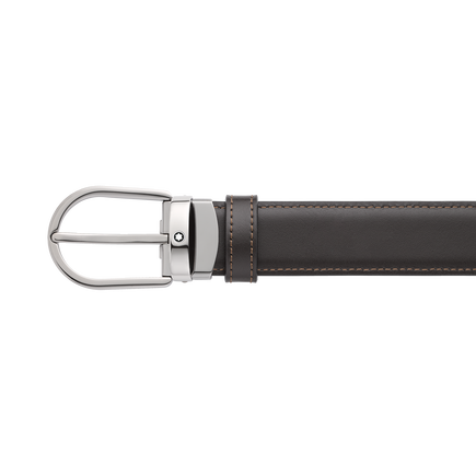 Horseshoe buckle black/brown 30 mm reversible leather belt