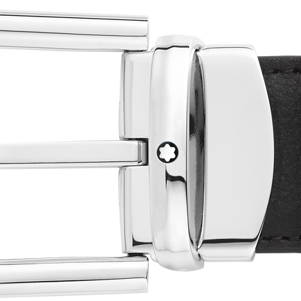 Horseshoe buckle black/brown 30 mm reversible leather belt