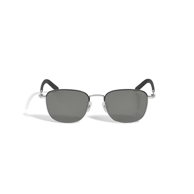 Lunettes de soleil carrées à monture métallique argentée - 1