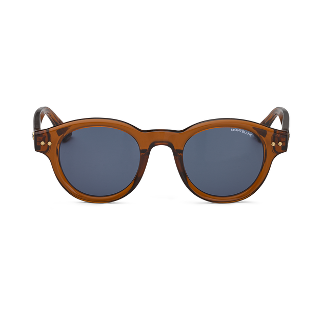 Round Sunglasses with Brown Acetate Frame - 1