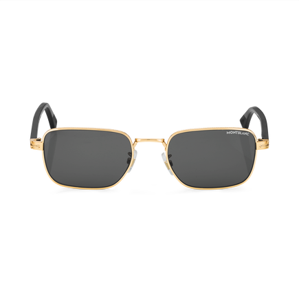 Rectangular sunglasses with Gold Coloured Metal Frame