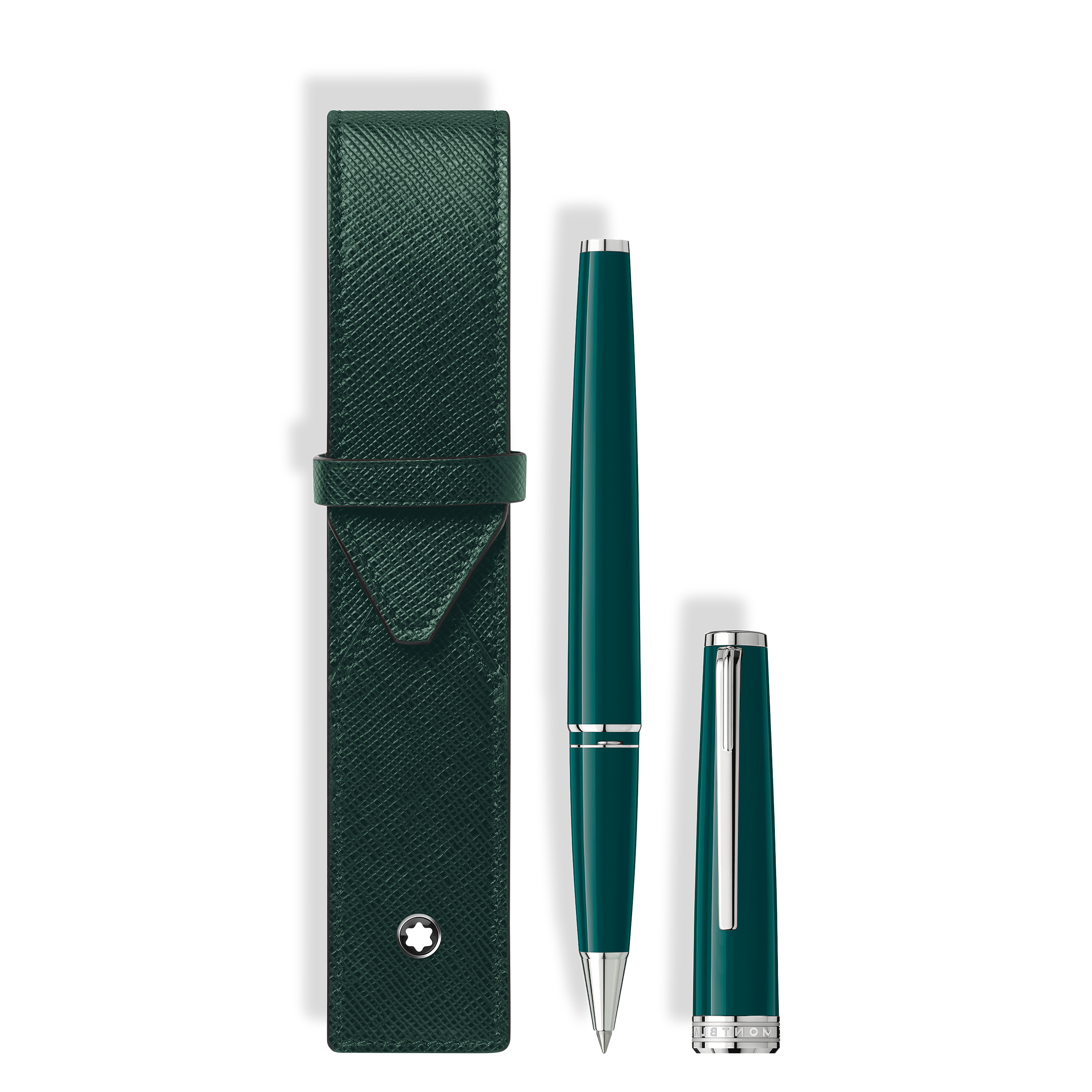 طقم يحتوي على قلم حبر سائل بنهاية كرويّة PIX باللون الأخضر العميق وحافظة أقلام سارتوريال باللون الأخضر العميق