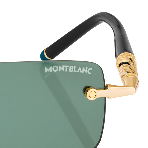 Rectangular Sunglasses with Gold-Colored Metal Frame - 3