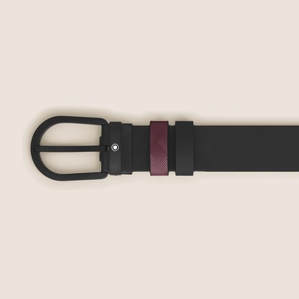 Horseshoe buckle cassis/black 30mm reversible leather strap
