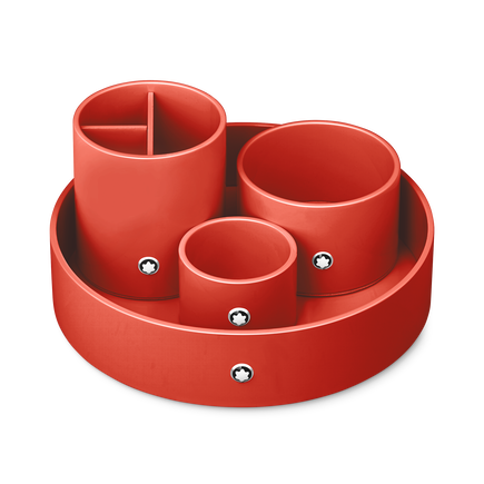 Round Pen Holder in Coral Colored Lacquer Wood