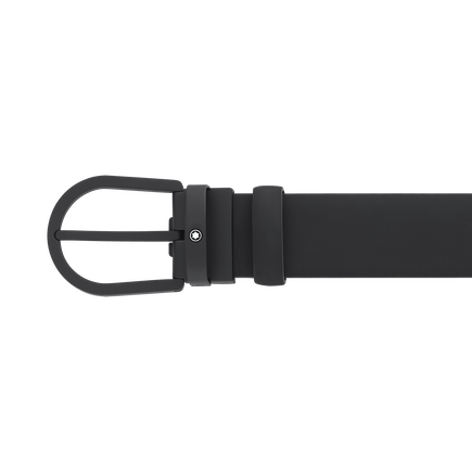 Horseshoe buckle black 35 mm leather belt