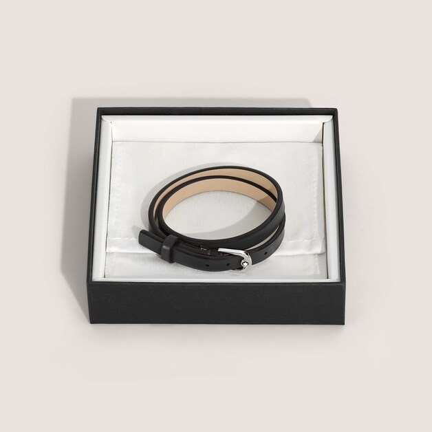 Pulsera con hebilla en forma de herradura negra, tamaño ajustable - 7