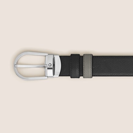 Horseshoe buckle Medium/black 30mm reversible leather strap