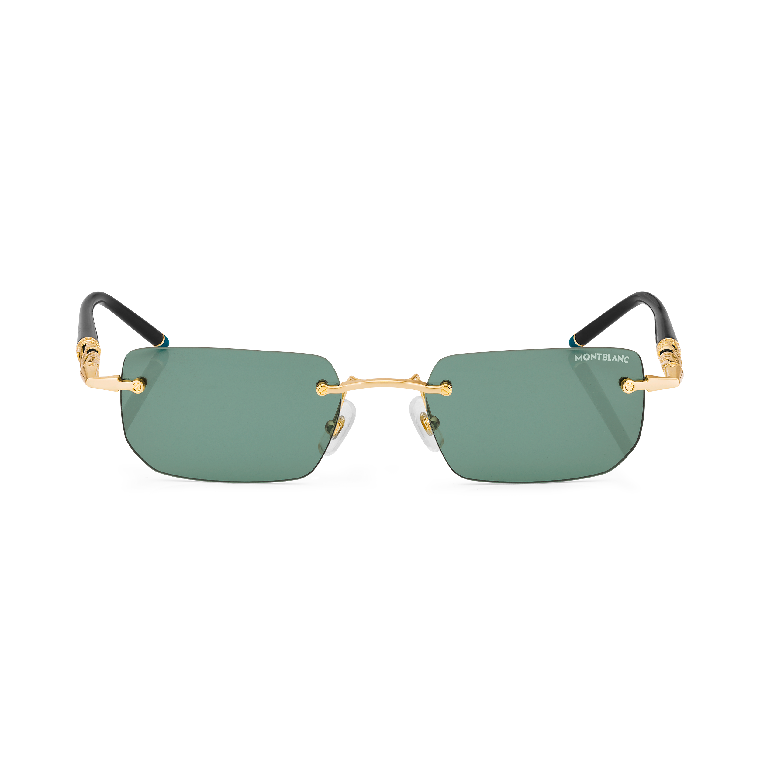 نظارة شمسية مستطيلة بإطار معدني ذهبي اللون