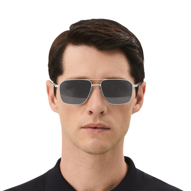 Rectangular Sunglasses with Silver-Coloured Metal Frame - 4