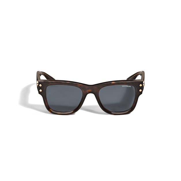 Lunettes de soleil carrées à monture en acétate couleur havane - 1