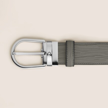 Horseshoe buckle medium grey 35mm leather belt