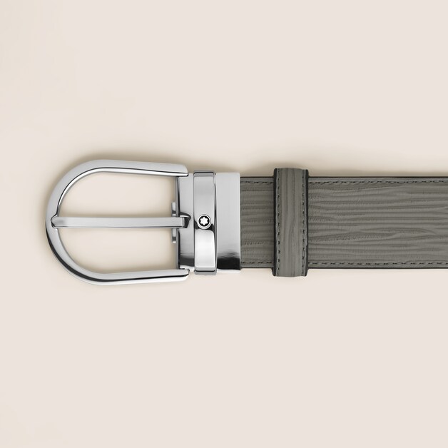 Horseshoe buckle medium grey 35mm leather belt - 2