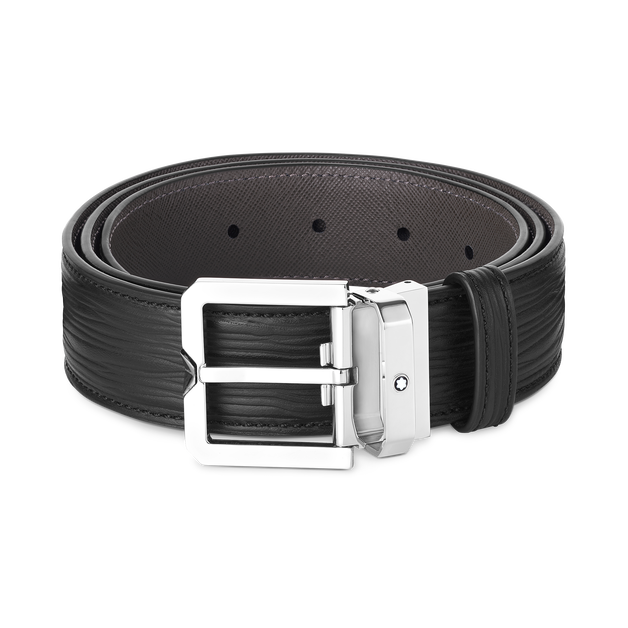 Black 35 mm leather belt - 1