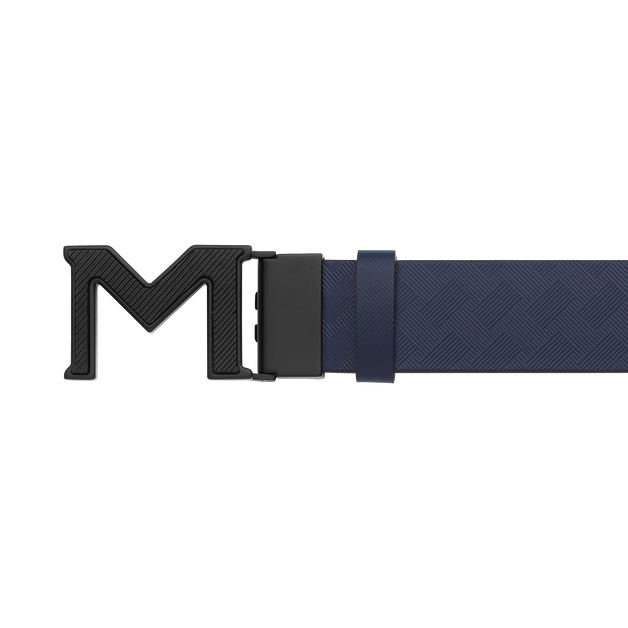 M buckle Extreme 3.0 blue/plain black 35 mm reversible leather belt - 5