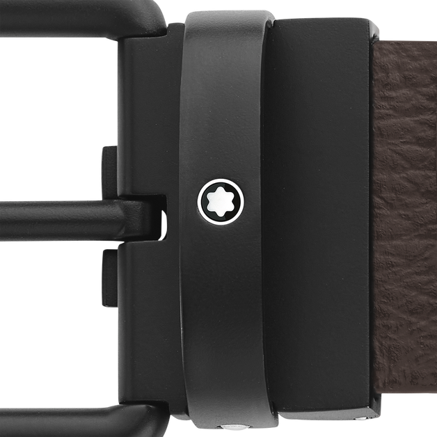 Brown/black 35 mm reversible leather belt - 3