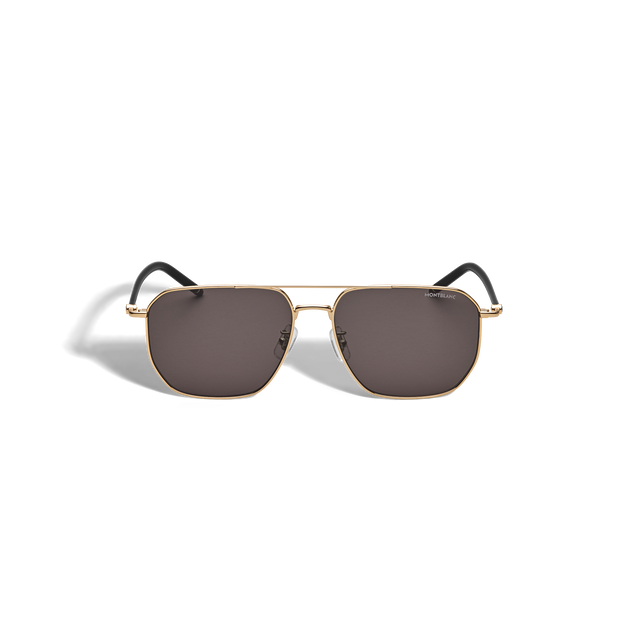 Squared Sunglasses with Gold-Coloured Metal Frame - 1