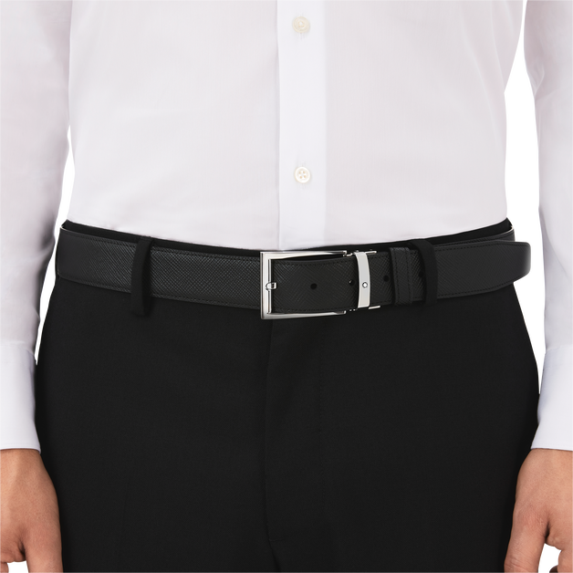 Black/brown 35 mm reversible leather belt - 3