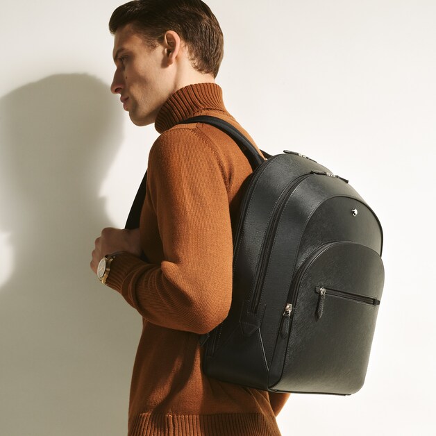 Large Backpack with 3 Compartments in Sartorial Leather - 2