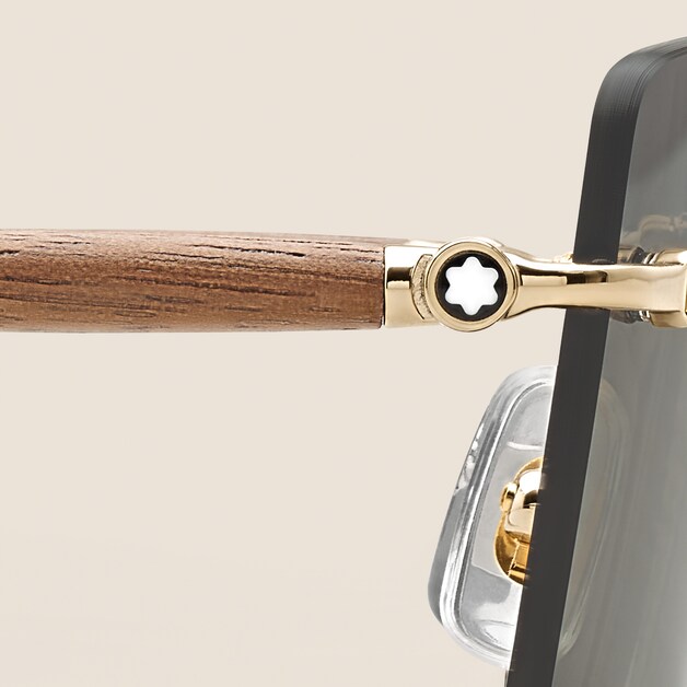 Squared Sunglasses with Gold-Coloured Metal Frame  - 3