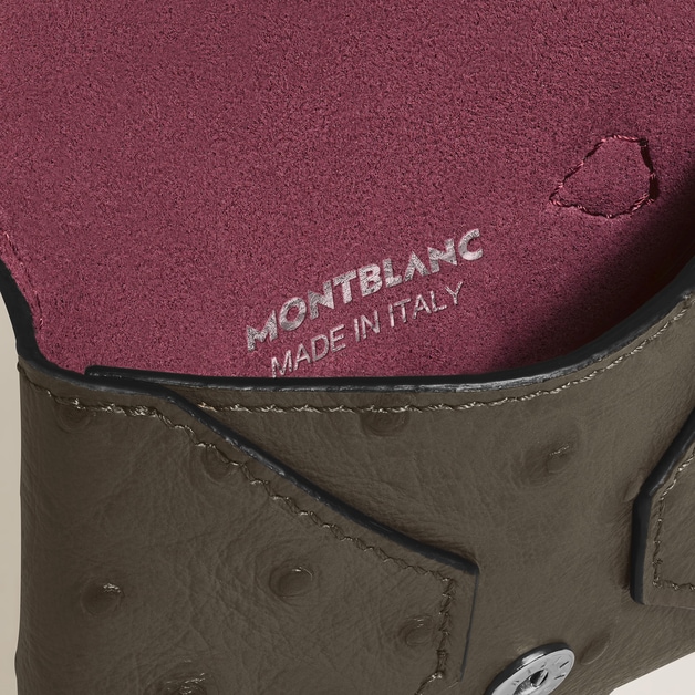Nib Card Holder with Handle in Ostrich-Embossed Leather - 3