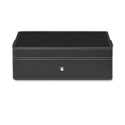 Desk Box in leather for three writing instruments and an ink bottle