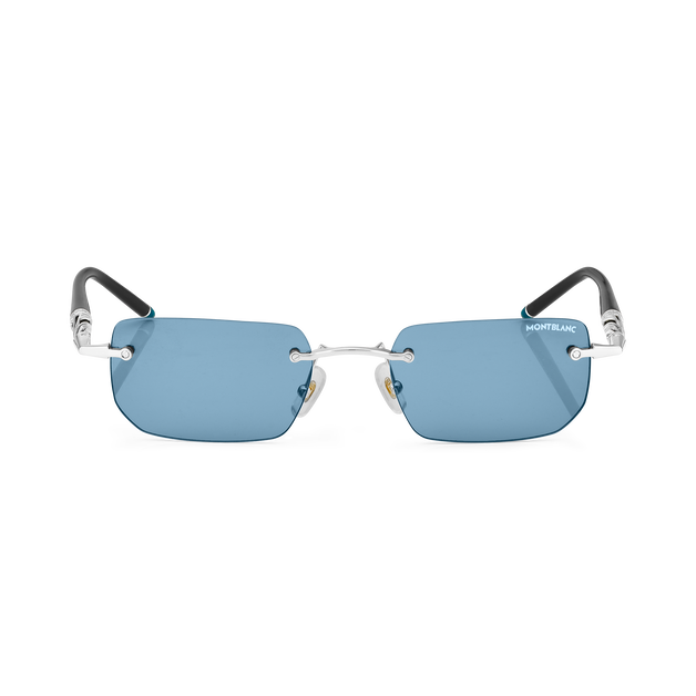Rectangular Sunglasses with Silver-Colored Metal Frame - 1