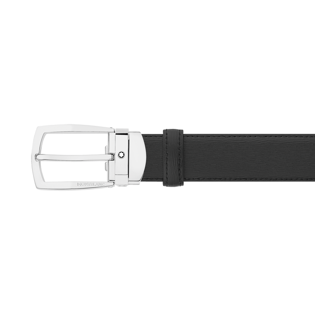 Black 30 mm leather belt - 3