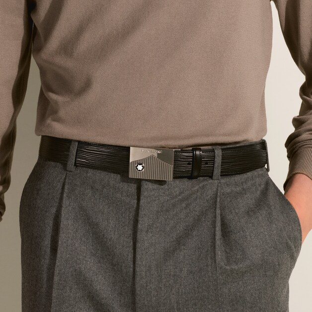 Black 35 mm leather belt - 2