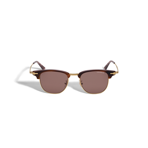 Lunettes de Soleil Rectangulaires avec Monture en Métal Doré - 1