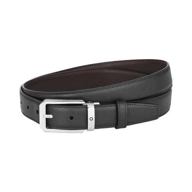 Black/brown 30 mm reversible leather belt - 1