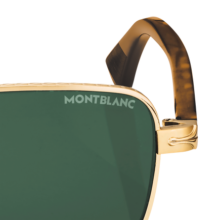Rectangular Sunglasses with Gold-Colored Metal Frame