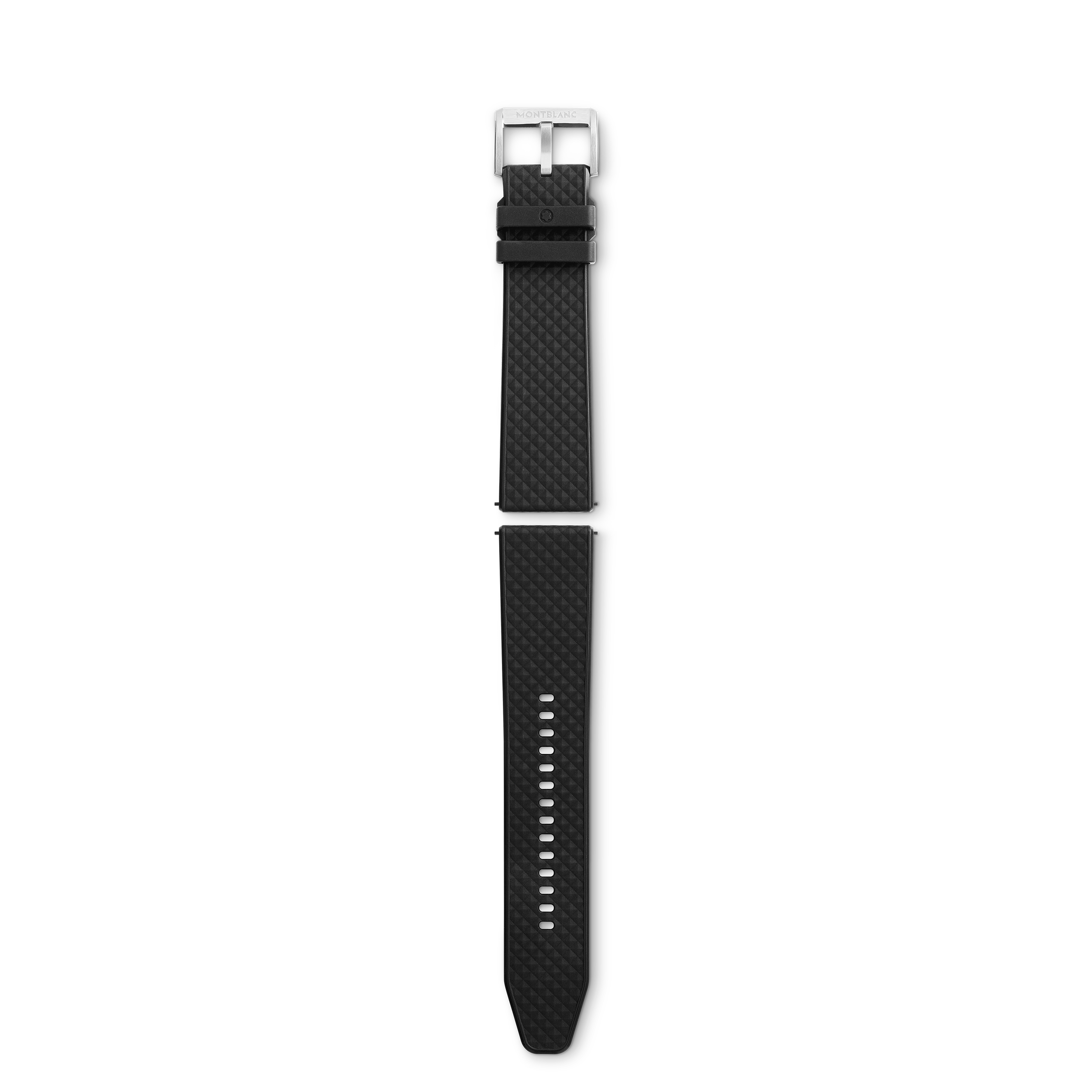 Black rubber strap with grey pin buckle