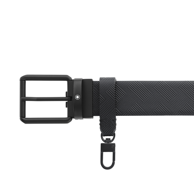 Printed black/plain black 35 mm reversible leather belt - 5