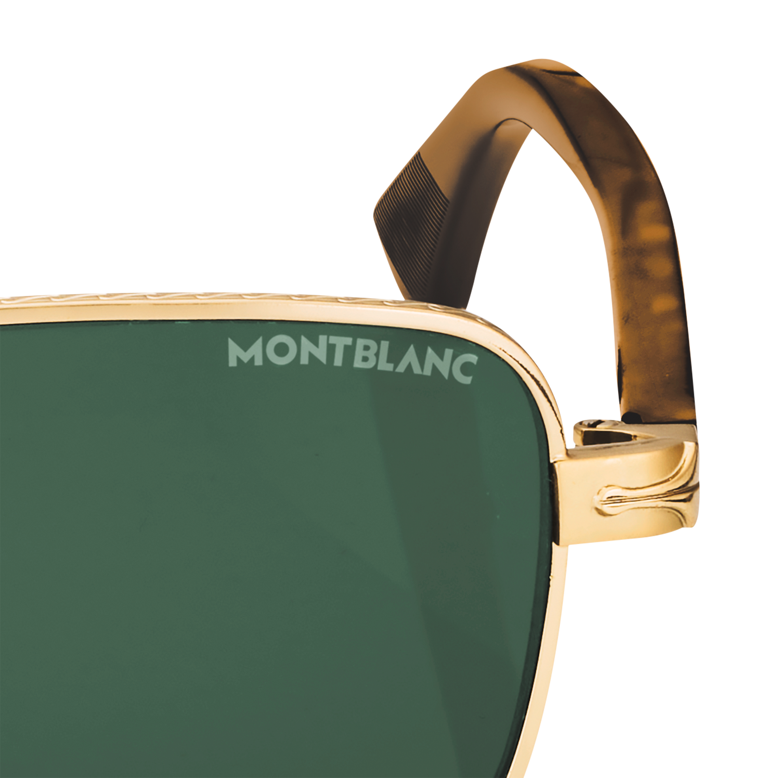 نظارة شمسية مستطيلة بإطار معدني ذهبي اللون 