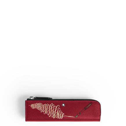 1-Pen Pouch with Zip Year of the Horse in Sartorial Leather